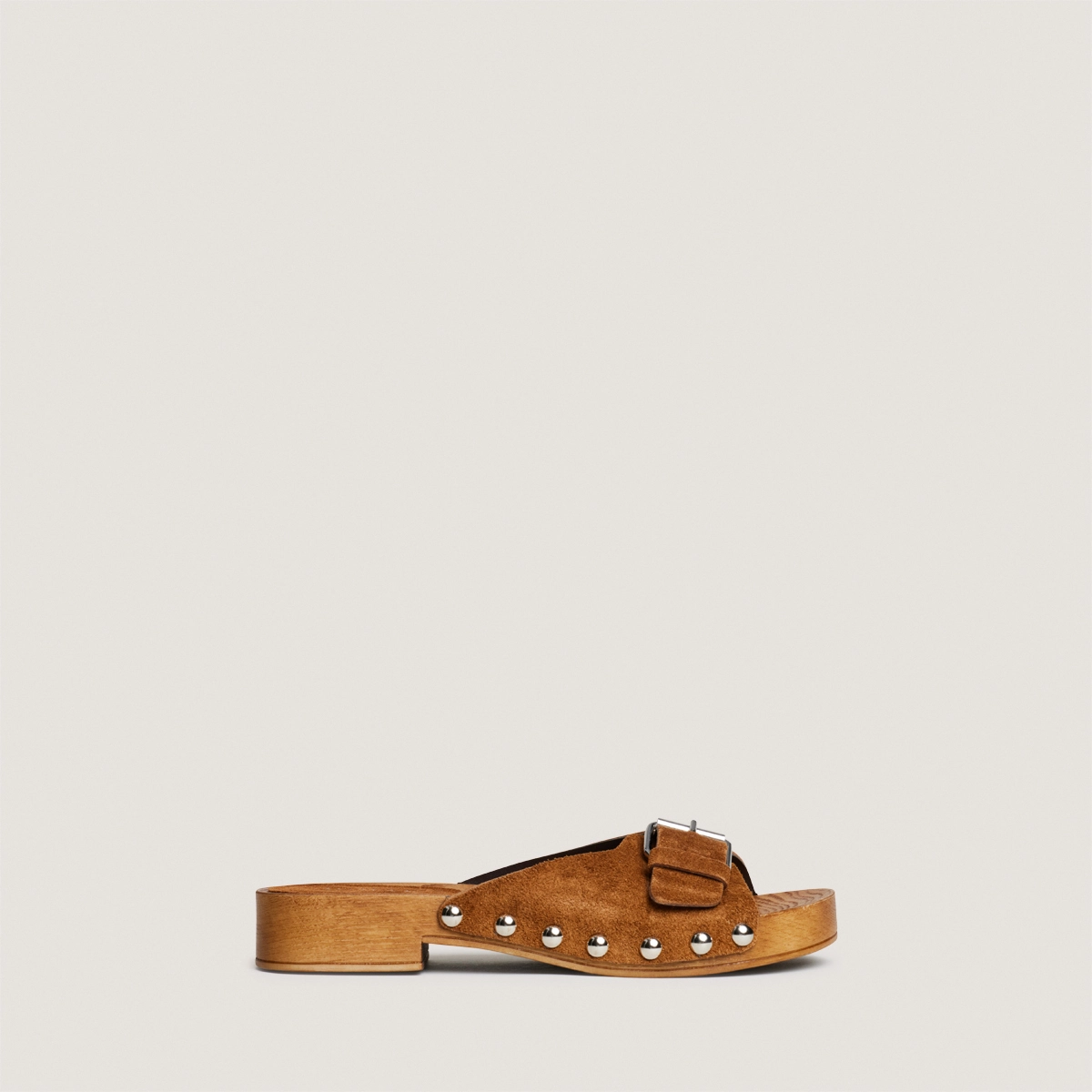 Mules &agrave; petits talons et rivets en cro&ucirc;te cognac | ENORA | Jonak
