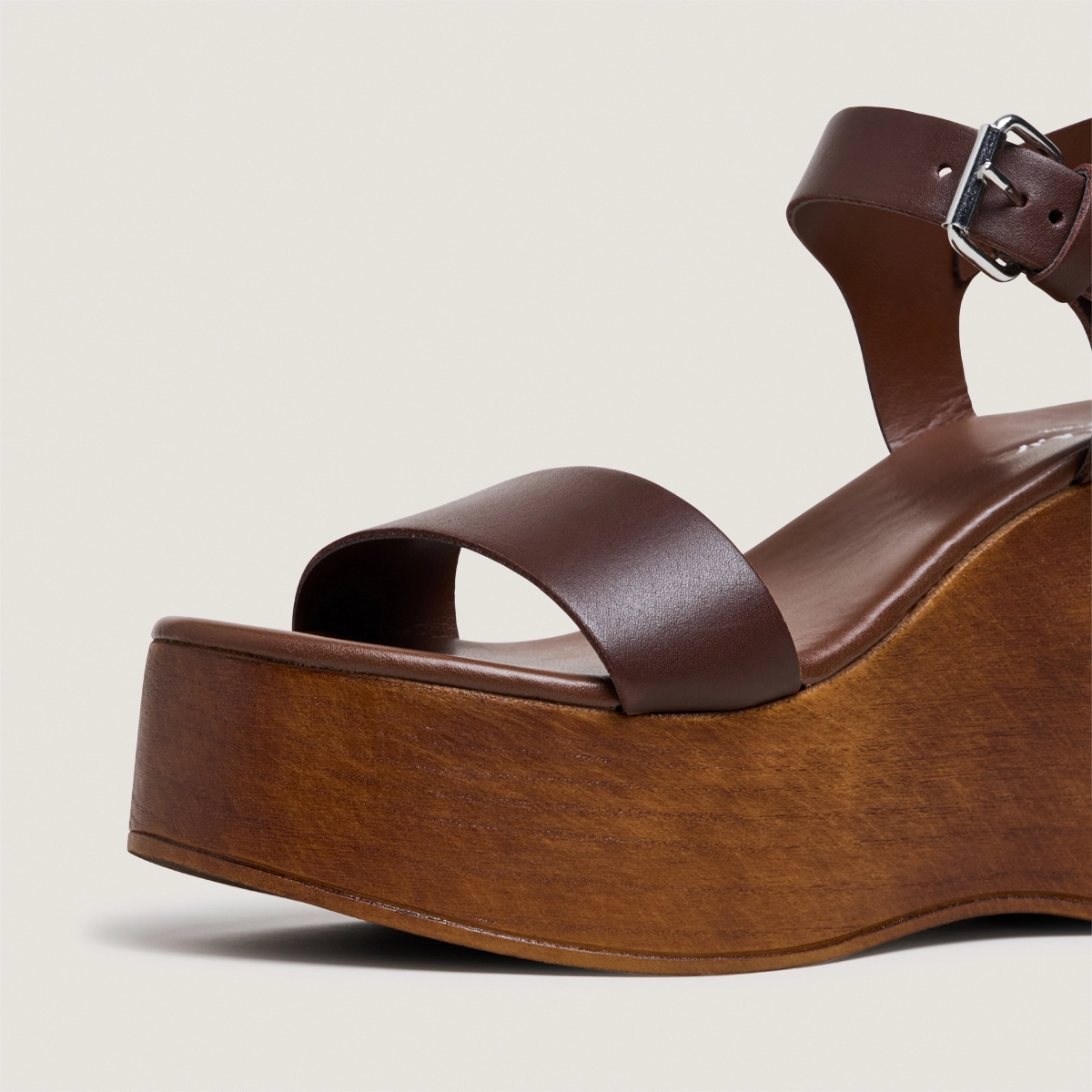 Sandales compensées à brides ajustables en cuir cacao | ETHAN | Jonak