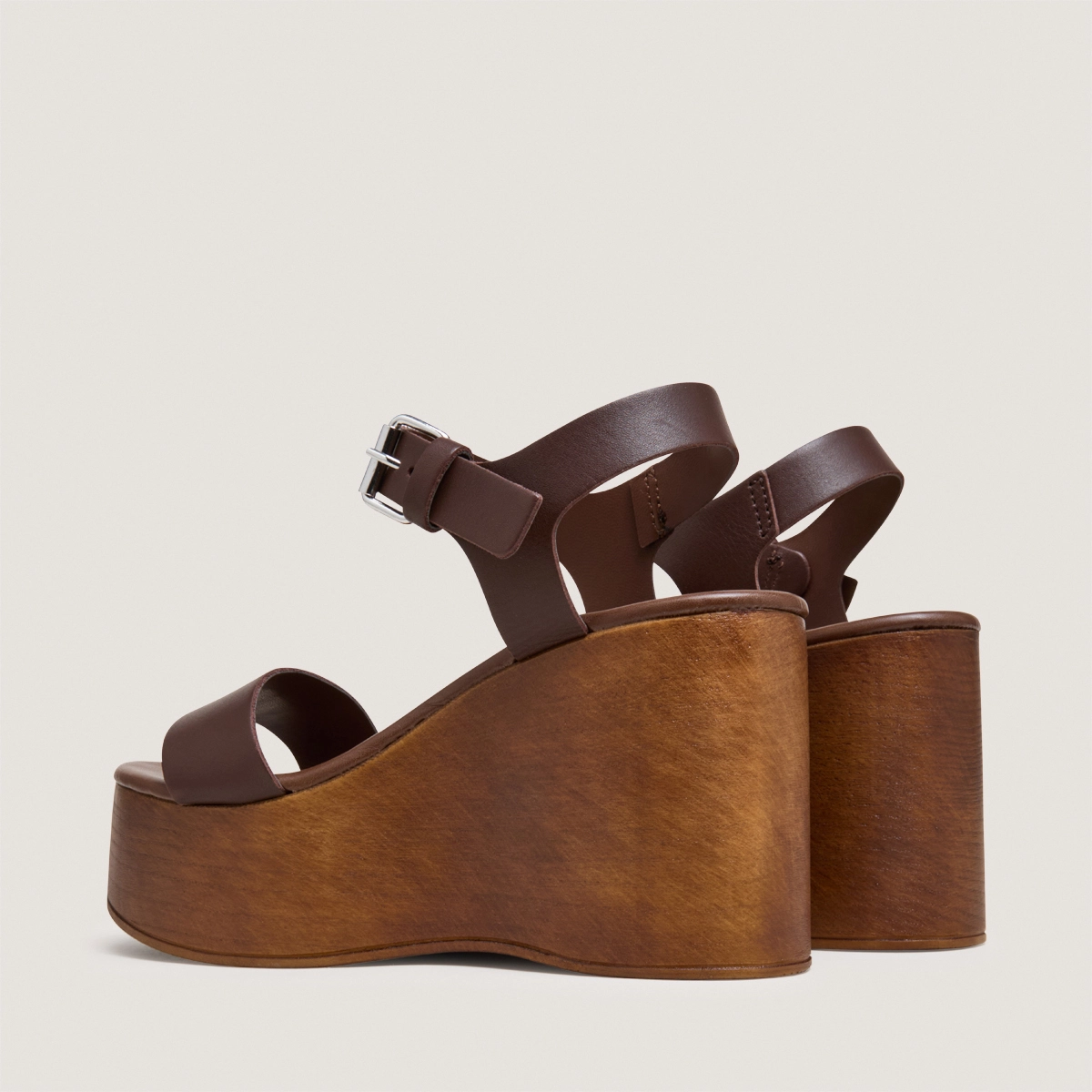 Sandales compensées à brides ajustables en cuir cacao | ETHAN | Jonak