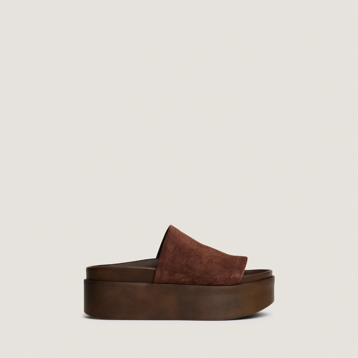 Mules à plateformes en croûte marron foncé | ETHEL | Jonak