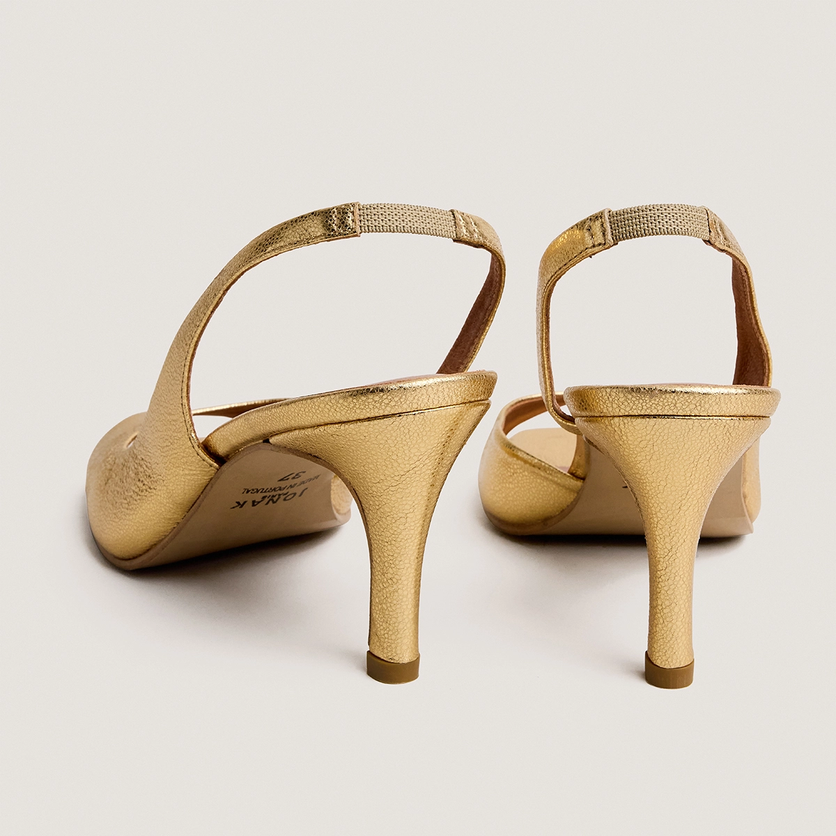 Escarpins slingbacks à talons hauts en cuir craquelé or | DIRA | Jonak
