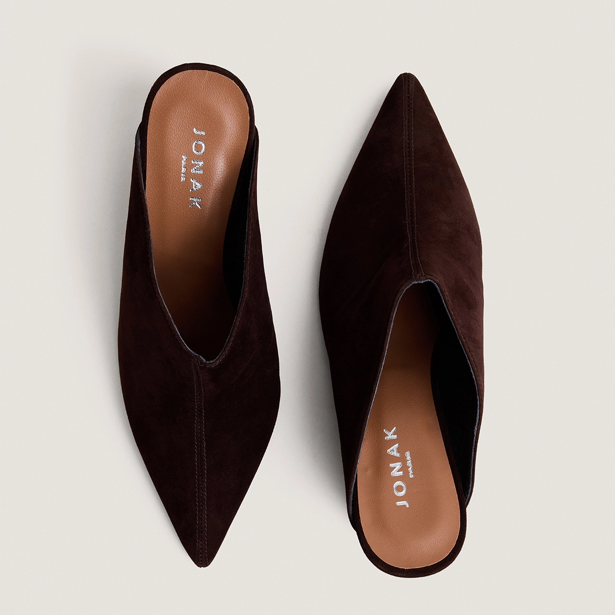Mules à talons compensés en velours marron | DOMEA | Jonak