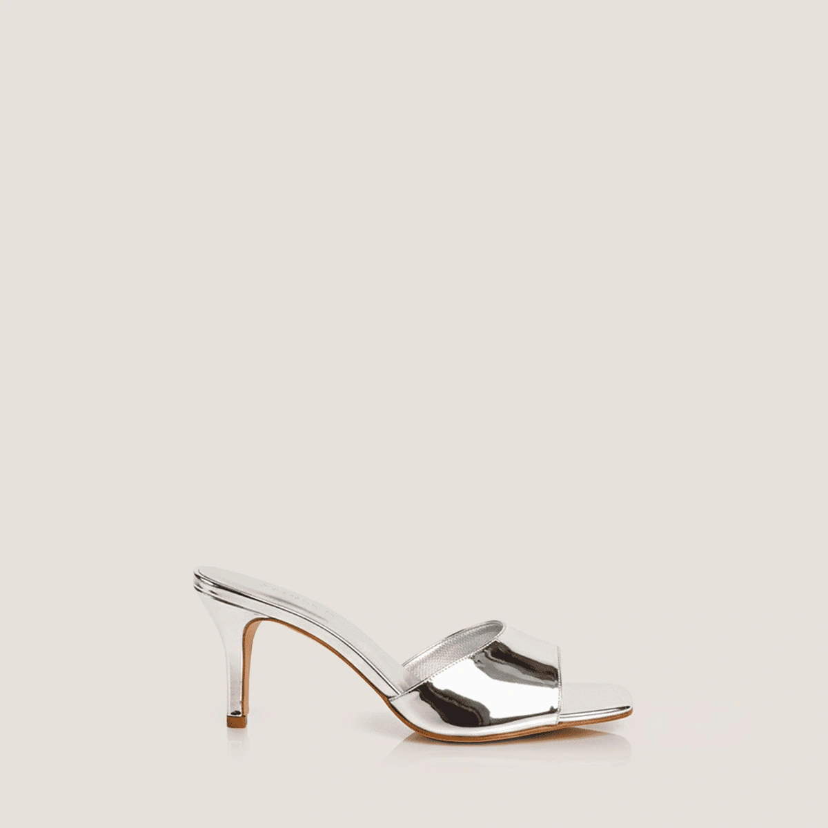 Mules à talons en cuir miroir argent | VERTIGO | Jonak
