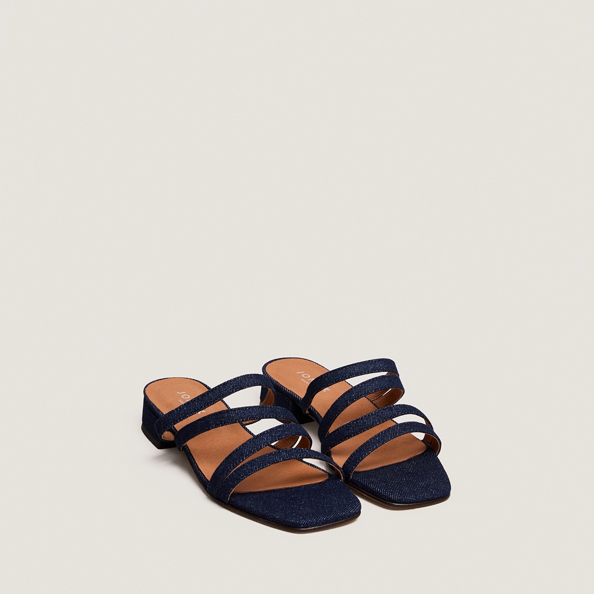Mules à petits talons et brides fines en jeans bleu foncé | ALPILLES | Jonak