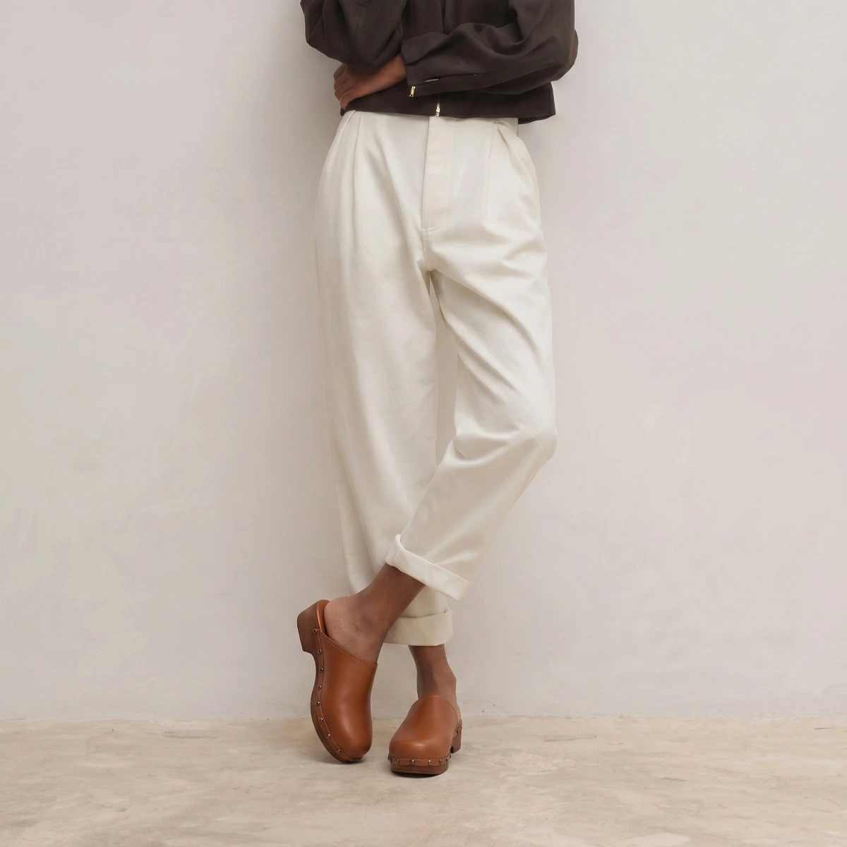 Mules à plateformes en cuir cognac | NAKY | Jonak