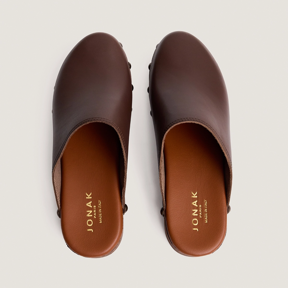 Mules à plateformes en cuir marron foncé | NAKY | Jonak