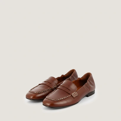 Mocassins à bouts carrés en cuir vieilli châtaigne | DIGITAL | Jonak