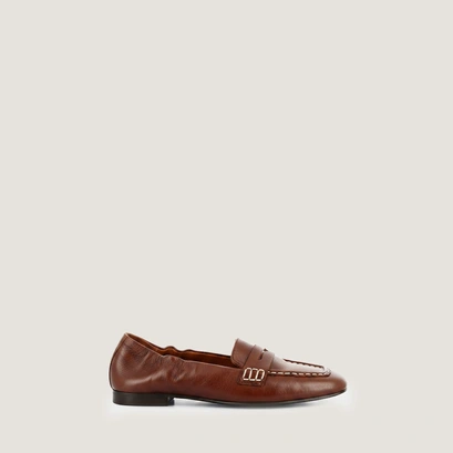 Mocassins à bouts carrés en cuir vieilli châtaigne | DIGITAL | Jonak