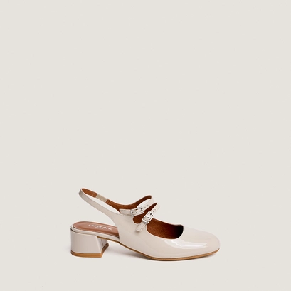 Babies slingbacks &agrave; doubles brides en vernis &eacute;cru | DRIBBLE | Jonak