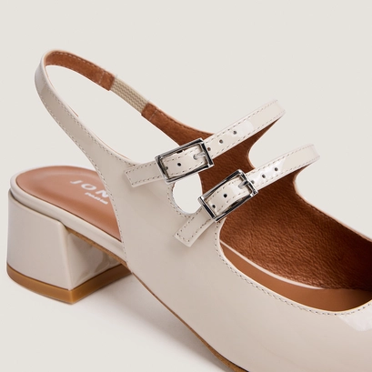 Babies slingbacks &agrave; doubles brides en vernis &eacute;cru | DRIBBLE | Jonak