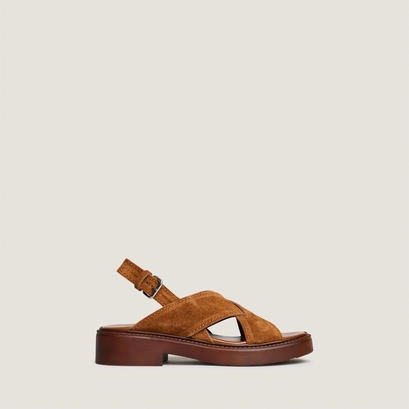Sandales &agrave; brides entrelac&eacute;es en cro&ucirc;te cognac | ELIO | Jonak