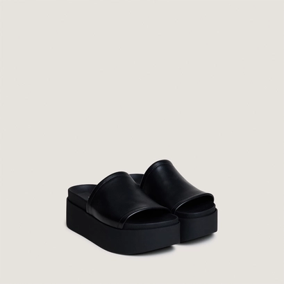 Mules &agrave; plateformes en cuir noir | ETHEL | Jonak