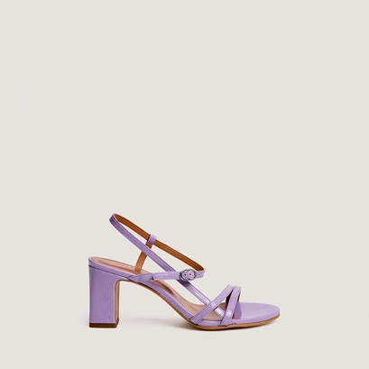 Sandales &agrave; talons et brides en vernis pliss&eacute; lilas | VICOMTE | Jonak