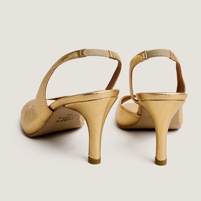 Escarpins slingbacks &agrave; talons hauts en cuir craquel&eacute; or | DIRA | Jonak