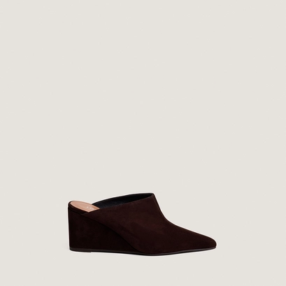 Mules &agrave; talons compens&eacute;s en velours marron | DOMEA | Jonak