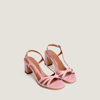 Sandales &agrave; hauts talons en vernis pliss&eacute; rose p&eacute;tale | VAIANA | Jonak