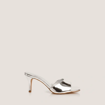 Mules &agrave; talons en cuir miroir argent | VERTIGO | Jonak