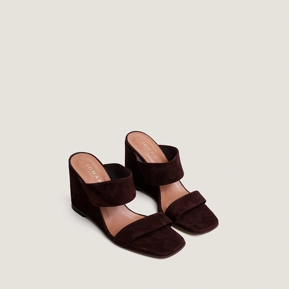 Mules &agrave; talons compens&eacute;s en velours marron | VOYELLE | Jonak