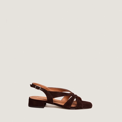 Sandales &agrave; petits talons en velours marron | ALPHONSE | Jonak
