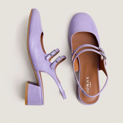 Babies slingbacks &agrave; doubles brides en vernis pliss&eacute; lilas | DRIBBLE | Jonak