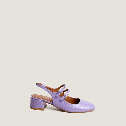 Babies slingbacks &agrave; doubles brides en vernis pliss&eacute; lilas | DRIBBLE | Jonak