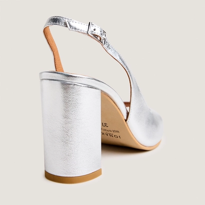 Sandales slingbacks en cuir m&eacute;tallis&eacute; argent | DEBOUT | Jonak