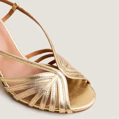 Sandales &agrave; talons et bouts ronds en cuir m&eacute;tallis&eacute; or | DECEMBRE | Jonak