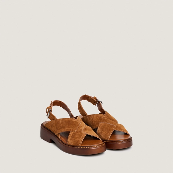 Sandales à brides entrelacées en croûte cognac | ELIO | Jonak