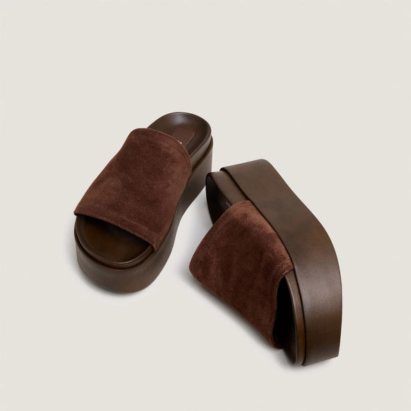Mules à plateformes en croûte marron foncé | ETHEL | Jonak