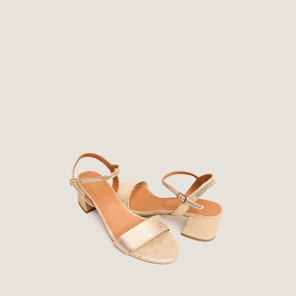 Sandales &agrave; talons et bouts ronds en velours lamin&eacute; platine | ANKER | Jonak