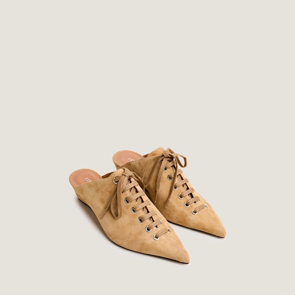 Mules à lacets et talons compensés en velours miel | DOLEANE | Jonak