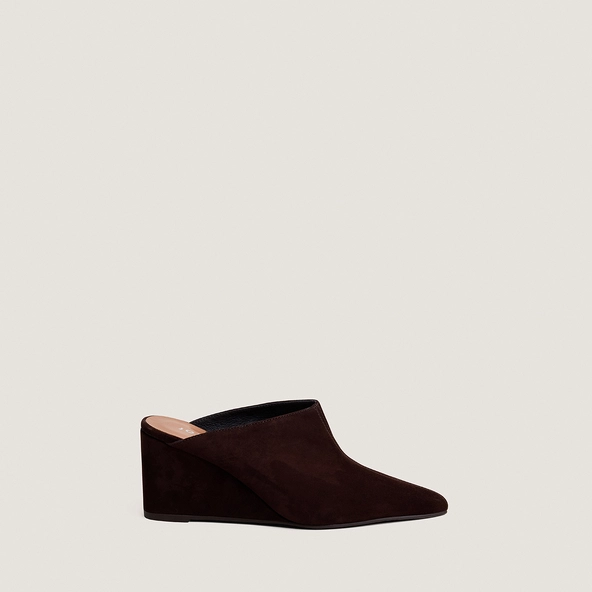 Mules à talons compensés en velours marron | DOMEA | Jonak