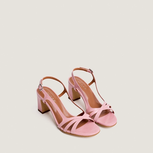 Sandales &agrave; hauts talons en vernis pliss&eacute; rose p&eacute;tale | VAIANA | Jonak