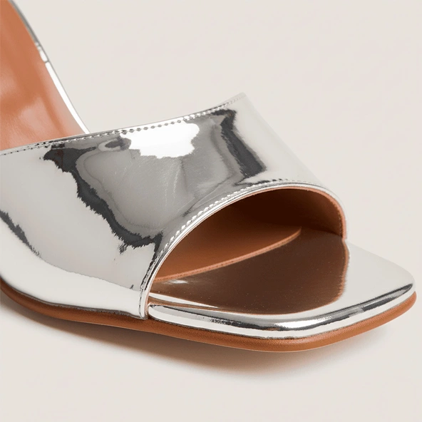 Mules à talons en cuir miroir argent | VERTIGO | Jonak
