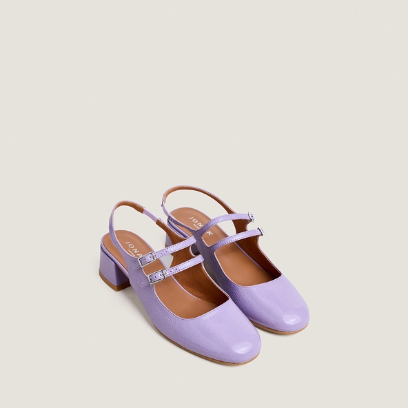 Babies slingbacks &agrave; doubles brides en vernis pliss&eacute; lilas | DRIBBLE | Jonak