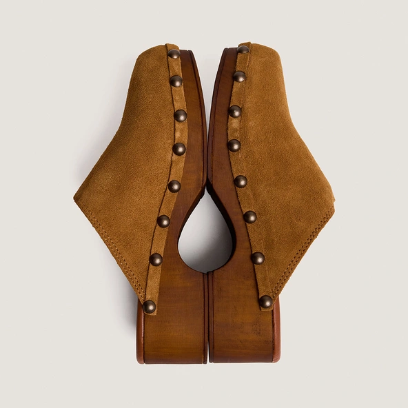 Mules à plateformes en croûte tabac | NAKY | Jonak