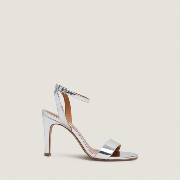 Sandales à talons hauts et brides chevilles en cuir miroir argent | DILECTA | Jonak