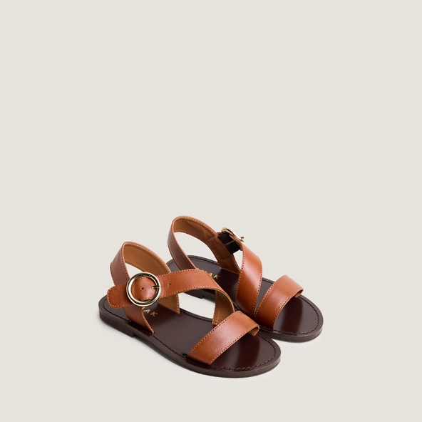 Sandales à brides larges et boucles ajustables - Capsule mini en cuir cognac | MINI WELBI | Jonak