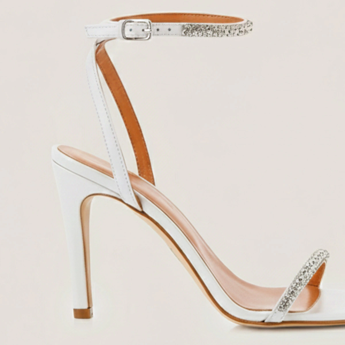 Sandales à brides fines et cristaux Swarovski en cuir écru | VALLIANCE | Jonak