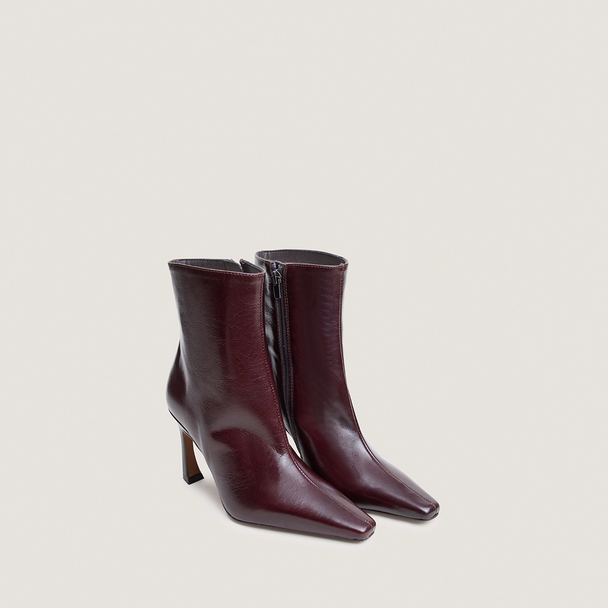 Bottines à talons et bouts pointus en cuir vieilli chocolat | BRONZO | Jonak