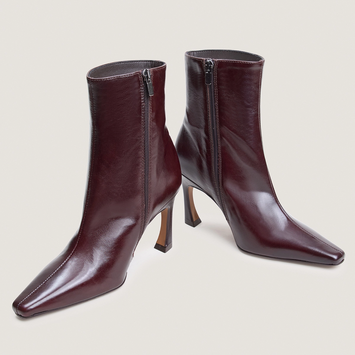Bottines à talons et bouts pointus en cuir vieilli chocolat | BRONZO | Jonak
