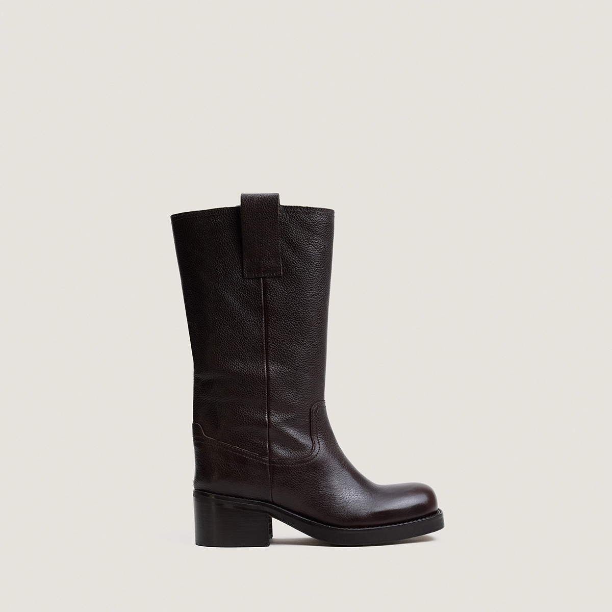 Bottes à bouts ronds en cuir grainé marron foncé|BICHETTE | Jonak