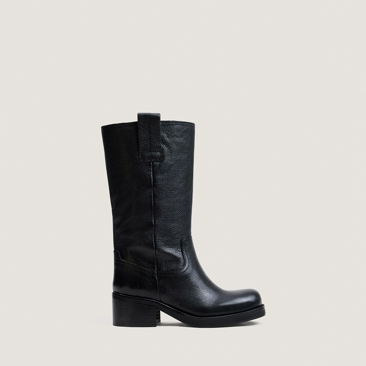 Bottes à bouts ronds en cuir grainé noir|BICHETTE | Jonak