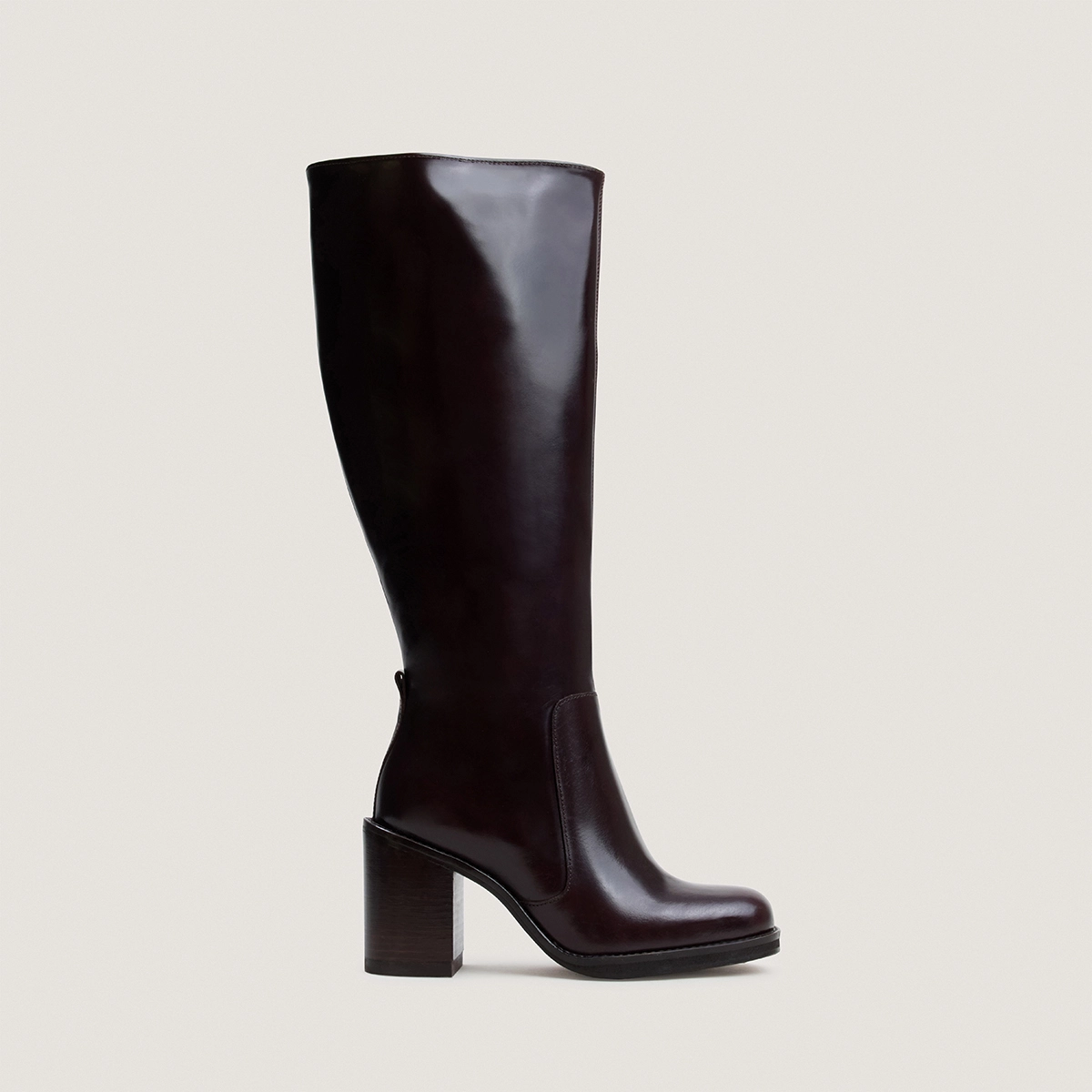 Bottes à talons débordants en cuir marron foncé taille mollet M | BRETZEL | Jonak