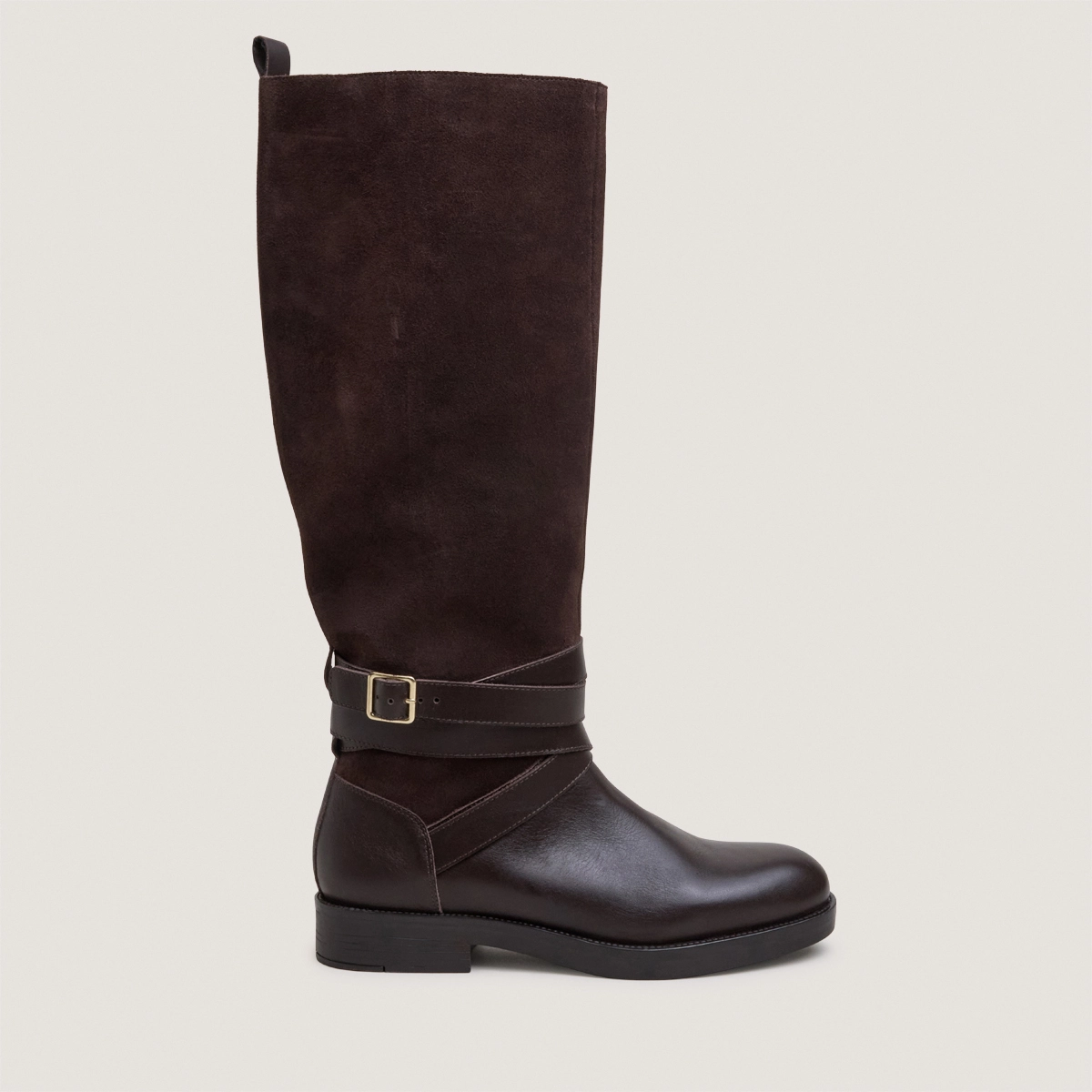 Bottes cavalières à brides chevilles en cuir chocolat et croûte chocolat | THEA | Jonak