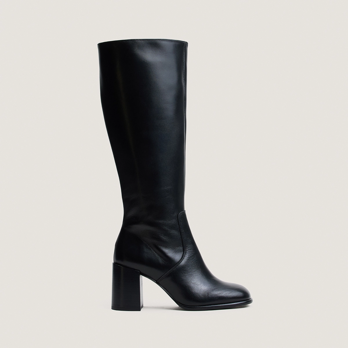 Bottes à talons et fronces en cuir noir | BLUMA | Jonak