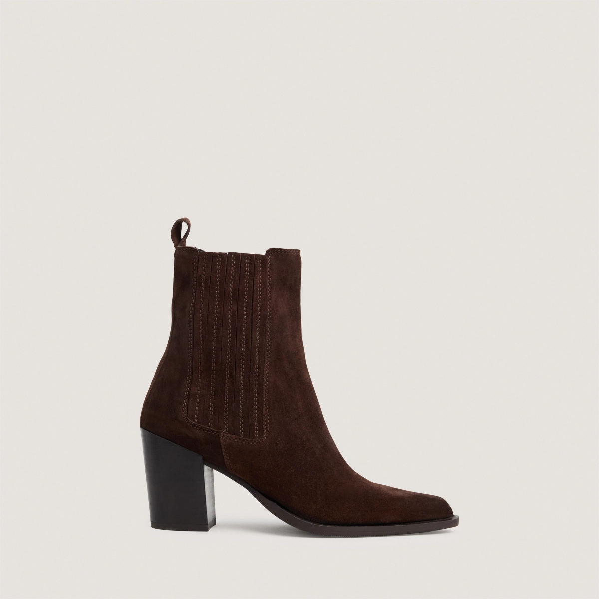 Bottines &agrave; talons et fronces en cro&ucirc;te chocolat | PIPA | Jonak