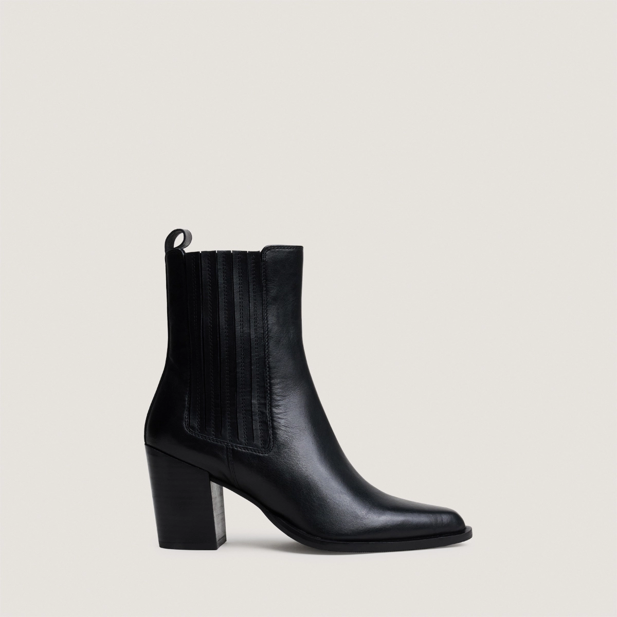 Bottines à talons et fronces en cuir noir | PIPA | Jonak