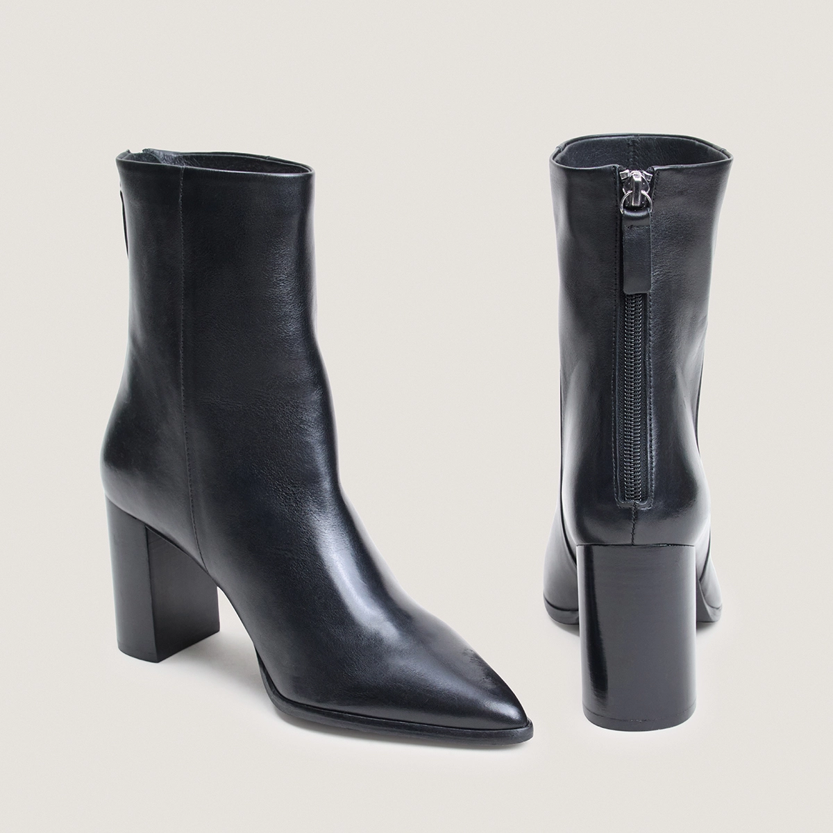 Bottines &agrave; fermetures &eacute;clairs arri&egrave;res en cuir noir | PIXI | Jonak
