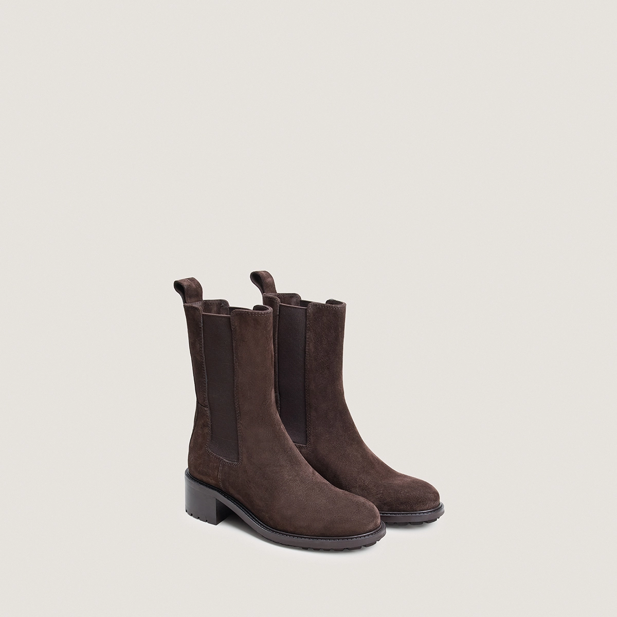 Bottines à élastiques et semelles crantées en croûte marron | LINE | Jonak